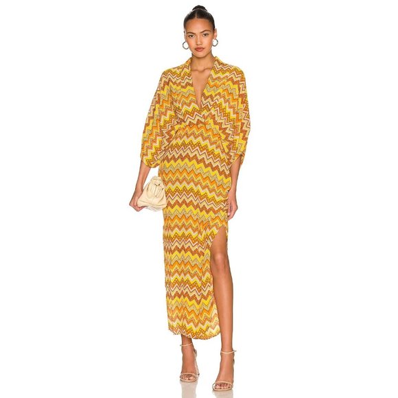 S/W/F x Revolve NWT Plunge Maxi Dress in Sol size Small